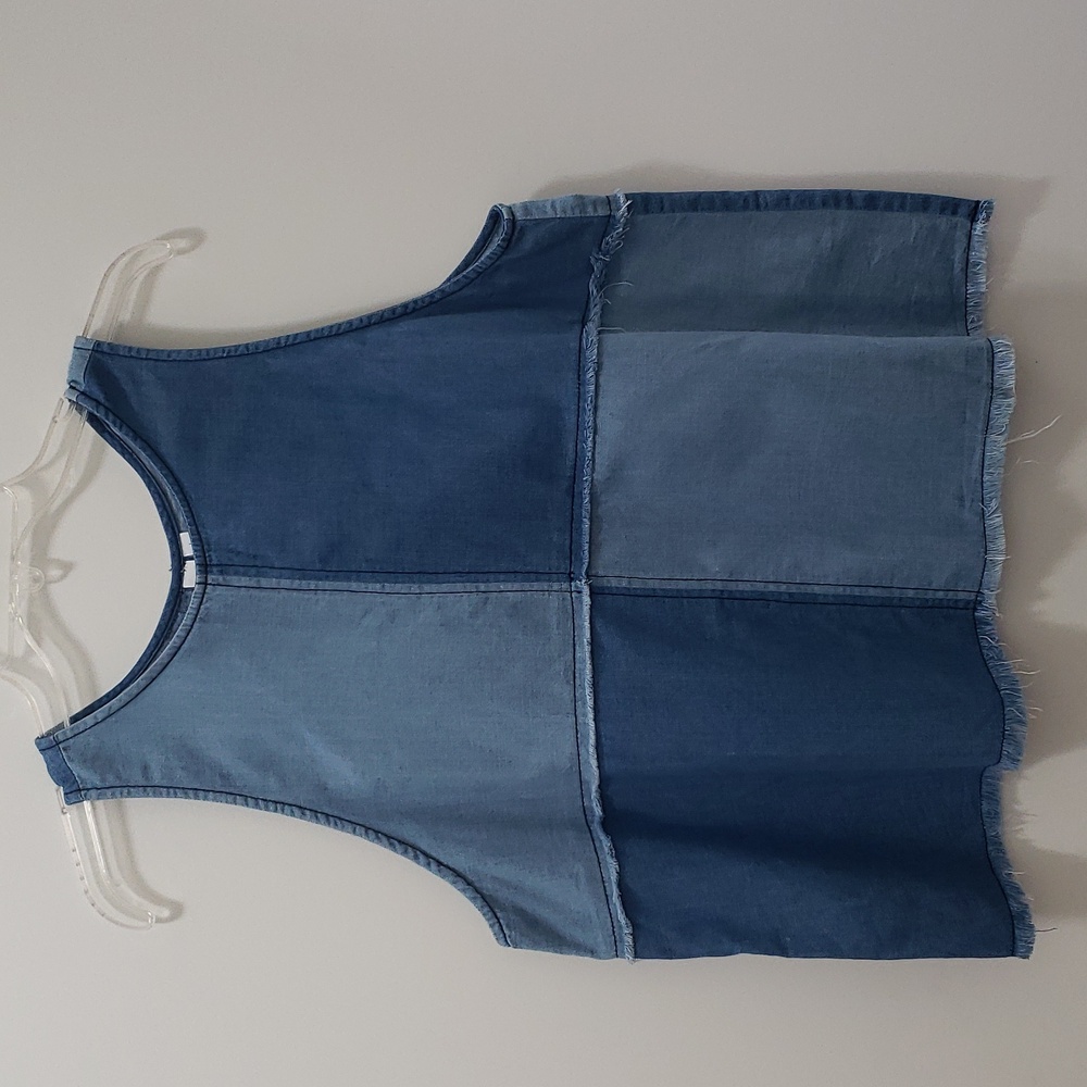 Womens Cute and Fashionable Raw Hemmed Nordstrom BP. 100% Cotton Denim Tank Top - Picture 1 of 6